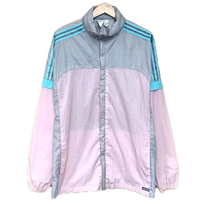 Jaket adidas windbreaker colorblock pastel france 80s vintage