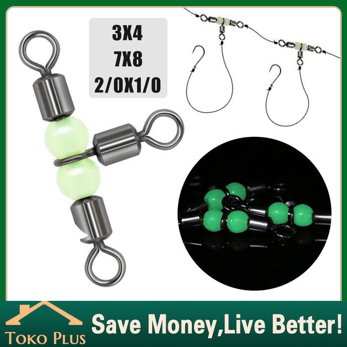 5Pcs Kawat Ulir Cabang 3 Anti Benggang Karat Stainless Steel Mancing Triple Swivel Dasaran Glow in D