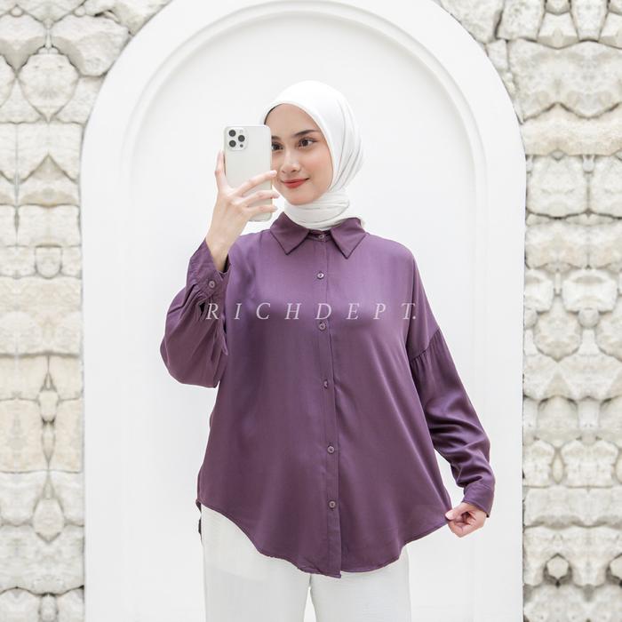 RICHDEPT Evelyn Shirt | Kemeja Wanita Muslim Tangan Panjang | Baju Fit Rayon Twill