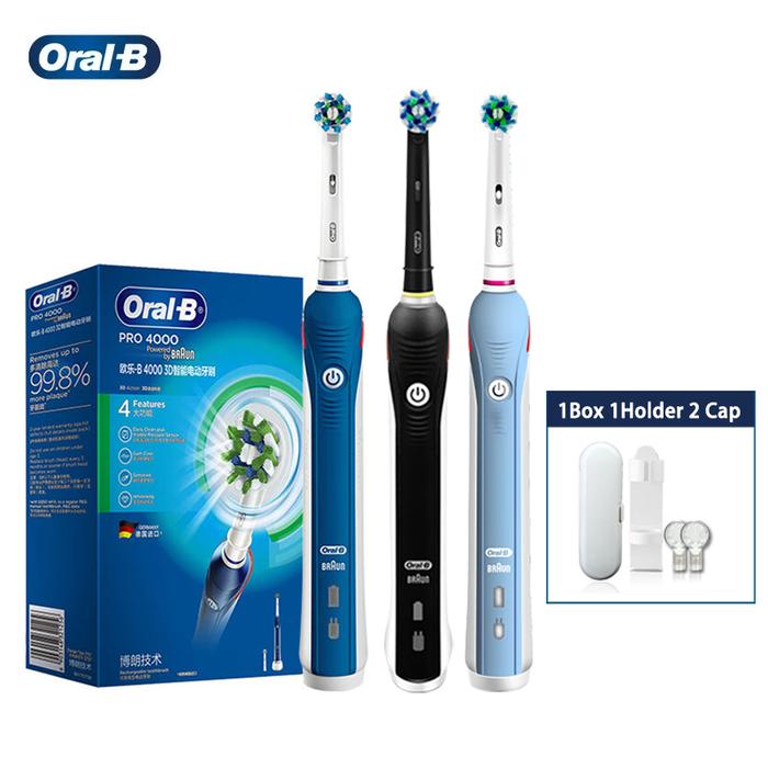 Original Oral B Electric Toothbrush PRO 4000 3D Tooth Brush Pressure Sensor Daily Clean Gum Cares Wh