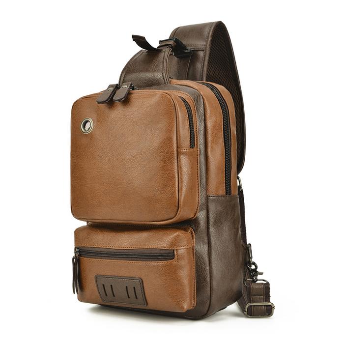 Tas Selempang Pria Kulit Premium Vintage – Sling Bag Dada Besar Kapasitas Anti Air, Ringan, Stylish 