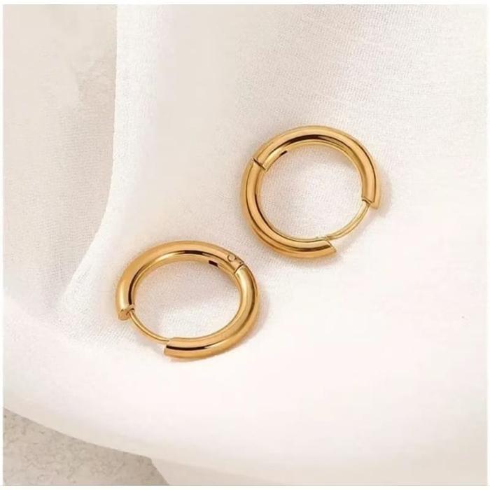 ANTING GIPSY WANITA BULAT POLOS WARNA GOLD CANTIK lingkaran gi wang gantung sahara earrings Emas Kul