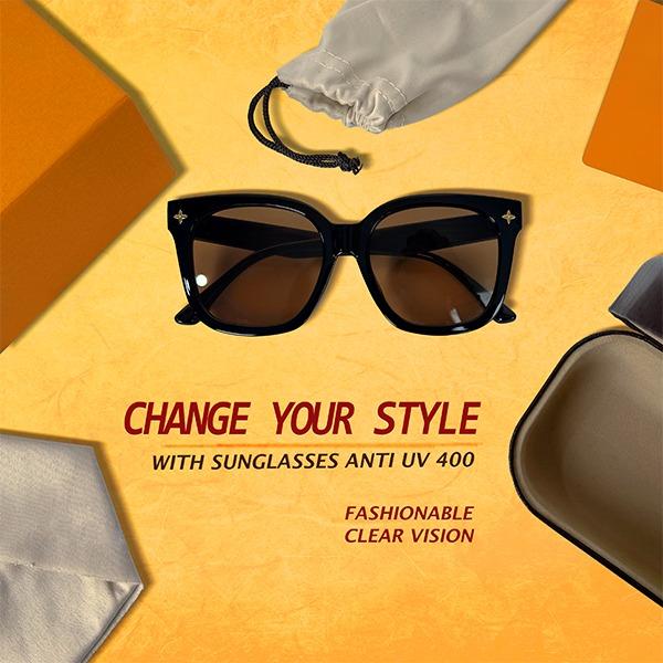 LV Kacamata (Buy 1 get 5) Exlussive & Premium Gift Box, ANTI UV sunglasses, High quality material, F