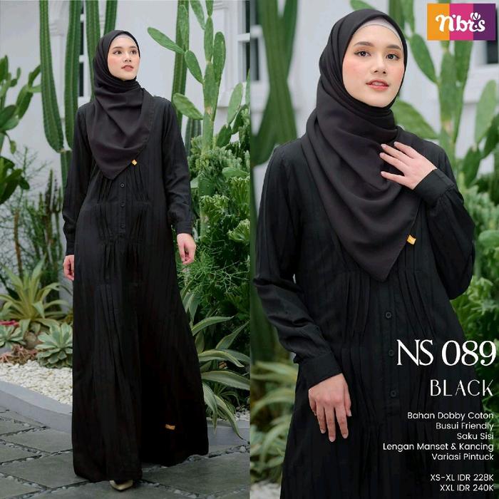 GAMIS NIBRAS NS 089 warna hitam, putih, abu