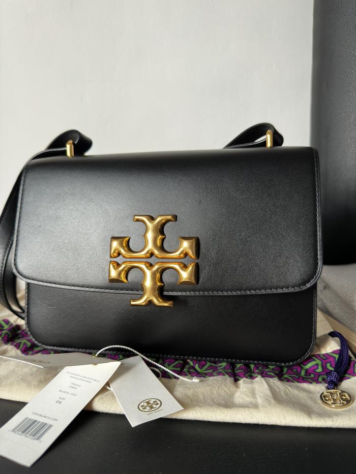 Tory Burch Eleanor Convertible Shoulder Bag Medium Black Preloved Original