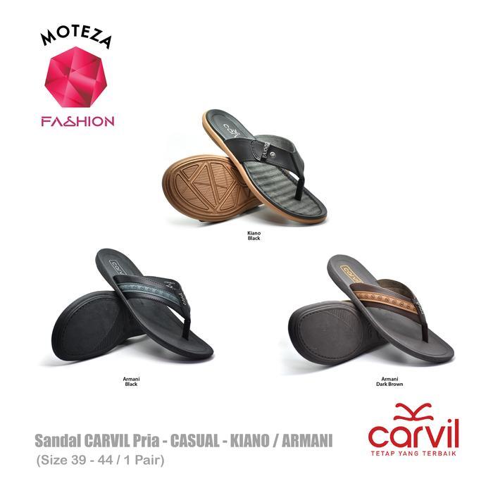 Sandal Jepit Carvil Pria Casual Original - KIANO / ARMANI Black Flat