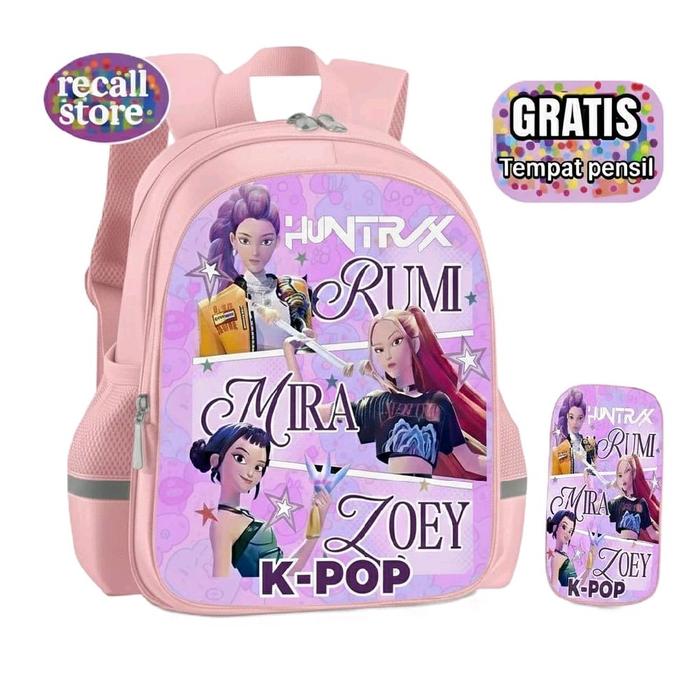 Recall Store Tas Ransel Anak Karakter K-POP Huntrix Rumi Mira Zoey untuk SD TK Faud Gratis Tempat Pe