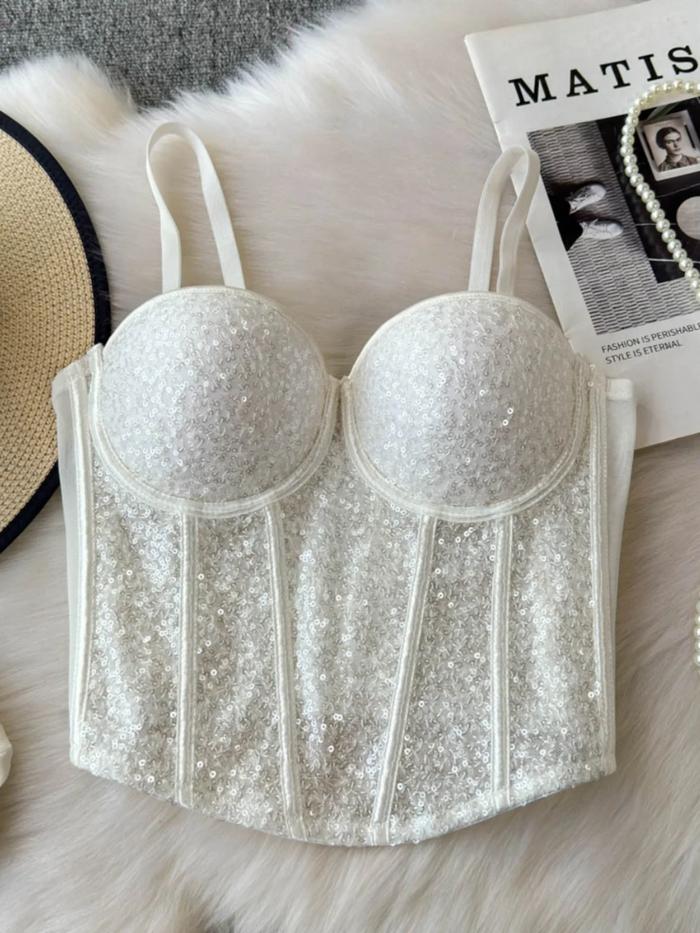 Foamlina Women's Breasts Exposed Gathering Corset Bra Non-slip Tight Wedding Party Night Club Ball S