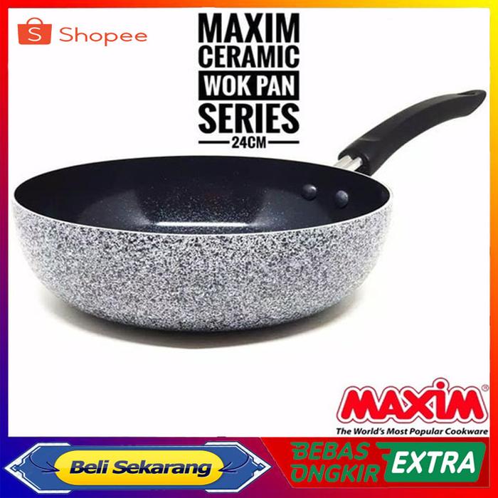 Panci Penggorengan Maxim Neostone Deep Wok 24 cm | Stir Fry Wajan Anti Lengket Keramik 24cm Terlaris