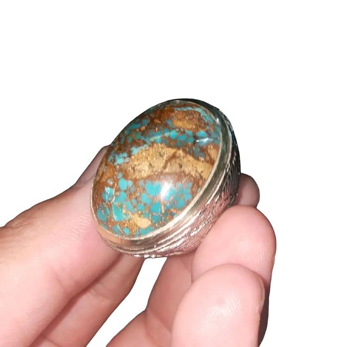 Cincin batu pirus persia biru jumbo natural cowok