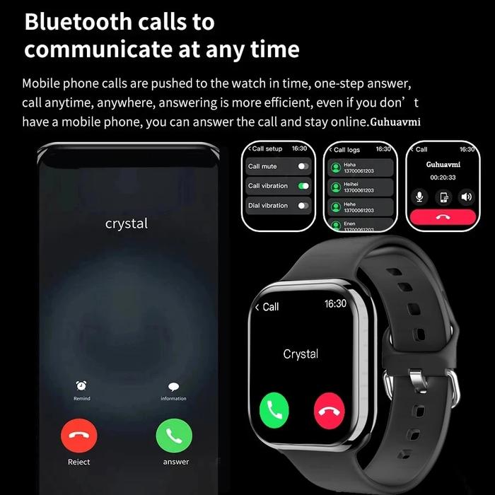 True AMOLED 2.05" HD Screen Smart Watch Women Series 8 Custom Dial 500+ Wireless Charging Men Smartw