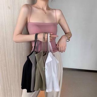 Tanktop Crop Top Bahan Cotton 1 Tali Spaghetti Premium Import Untuk Wanita Dewasa Tank Top Dalaman D