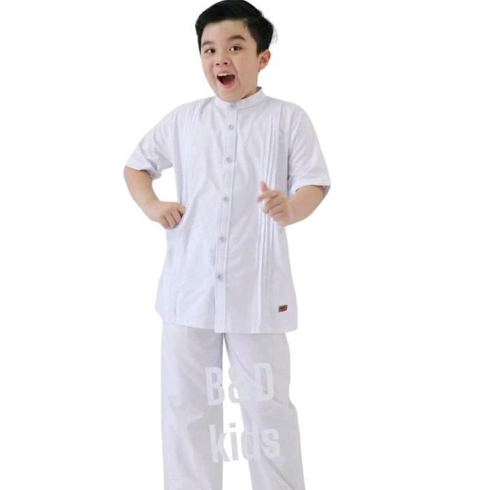 Koko Putihan Elegan - Koko Putih - Baju Muslim Putih - Baju Koko putih elegan - Koko anak Putih -  K