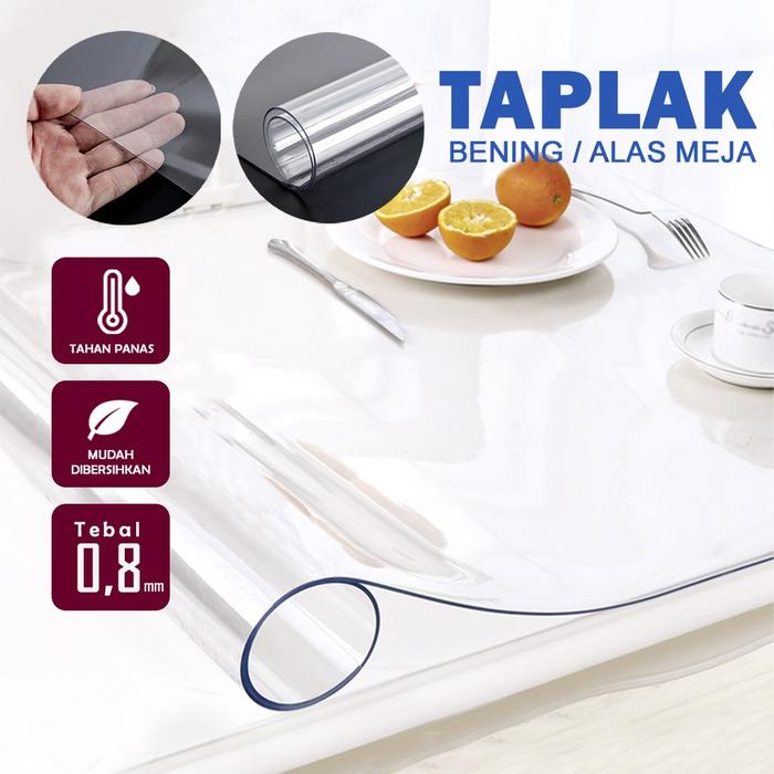 Taplak Meja Bening Bahan Mika Plastik Taplak Meja Makan Transparan / impor Korea