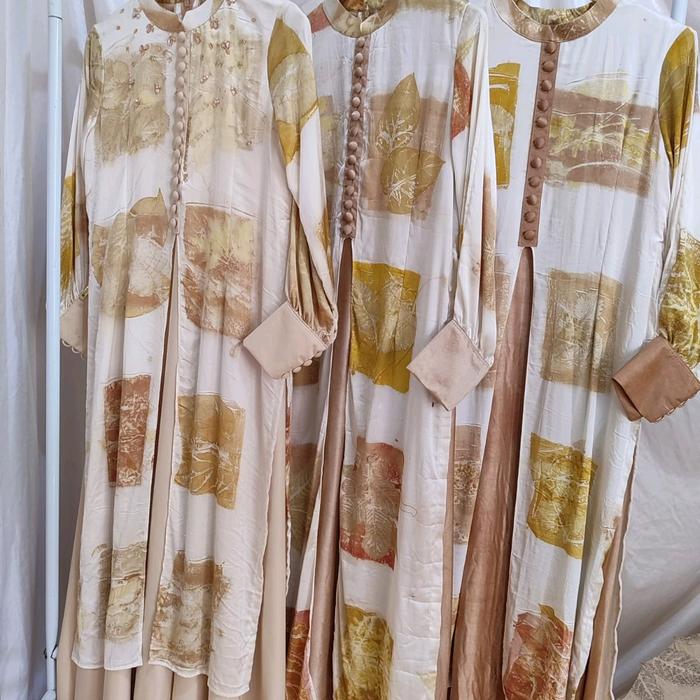 gamis ecoprint blouse ecoprint dengan motif unik Dress
