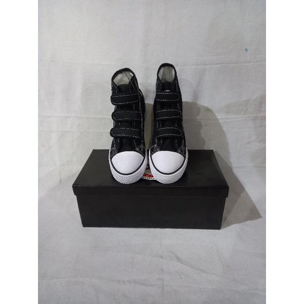 TERBARU Sepatu sekolah bts anak perekat LIN STAR HI HITAM PUTIH