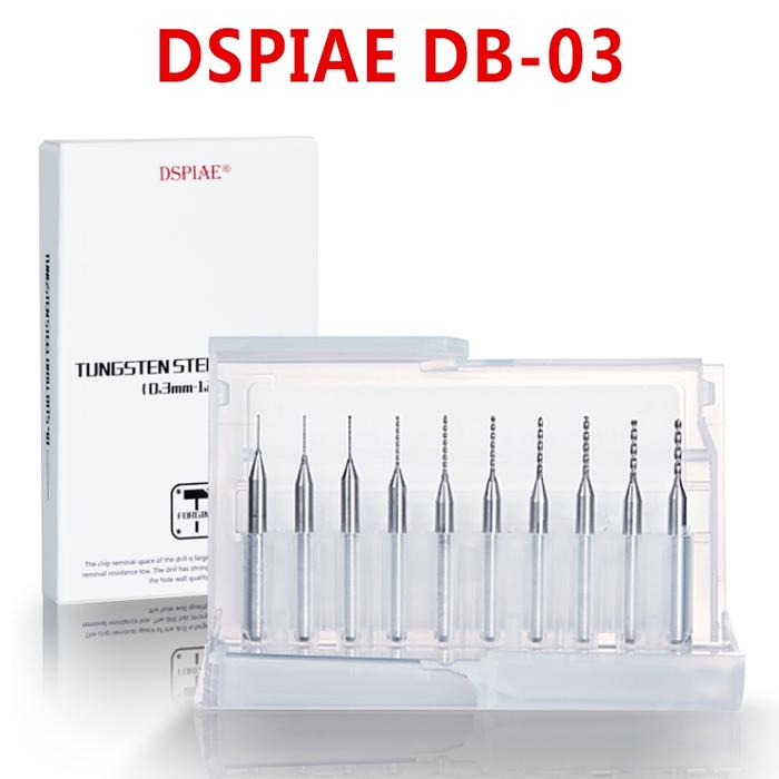 DSPIAE DB-03 Mata Bor 0.3-1.2Mm Set Model Alat Kombo Baja Tungsten
