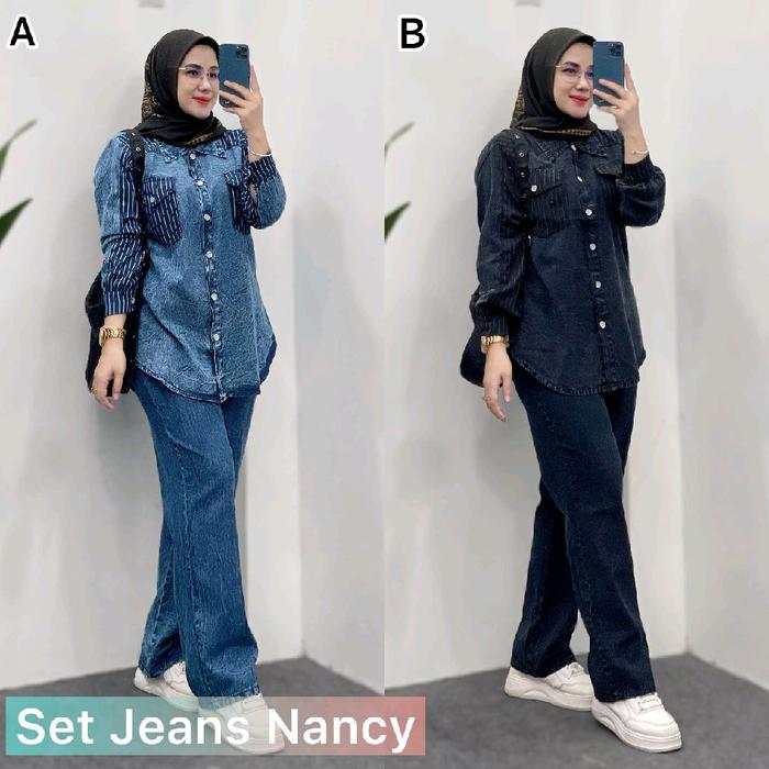 set jeans nancy/ set jeans ori wanita/ set jeans casual kekinian