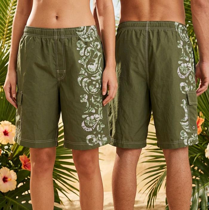 (Celana Branded) American Eagle Outfitters Hawaiian Floral Cargo Swim Shorts 36