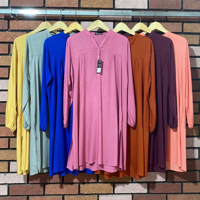 Ready- Long Tunik Atasan Polos Rayon MerahBata Teracota FirebrickRed Burgundy Salmon RosePing Birel 