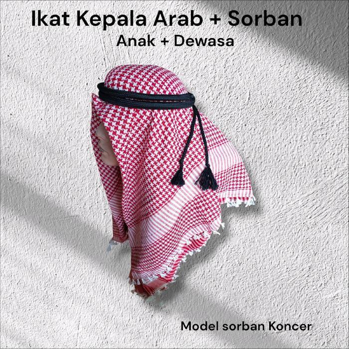 Sorban Igal Ikat Kepala Arab Koncer untuk Anak sampai Dewasa Hitam Putih Navy Variasi Jilbab Nyaman 