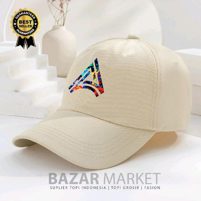 Topi Baseball Cream Monoart Keren dan Baru Inisial Alfabet A-Z