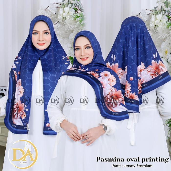 D'akhbarhijab - pasmina oval printing premium Kerudung  Muslim Jilbab Instan Pashmina  Panjang motif
