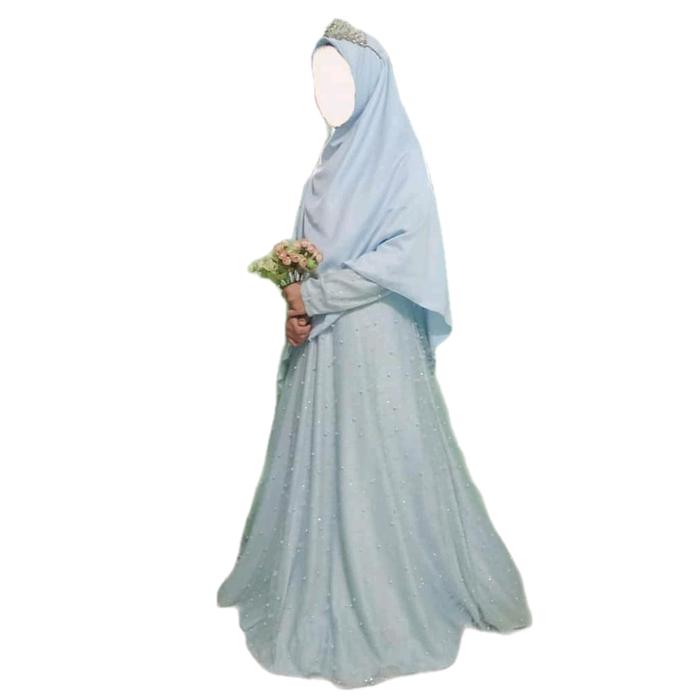 Gaun Akad Syar'i Gaun Pengantin Wanita Gamis Pesta Dewasa Dress Muslim Lebaran