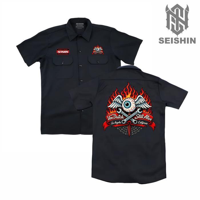 Seishin Kemeja Workshirt Von dutch Still alive warna hitam kualitas distro