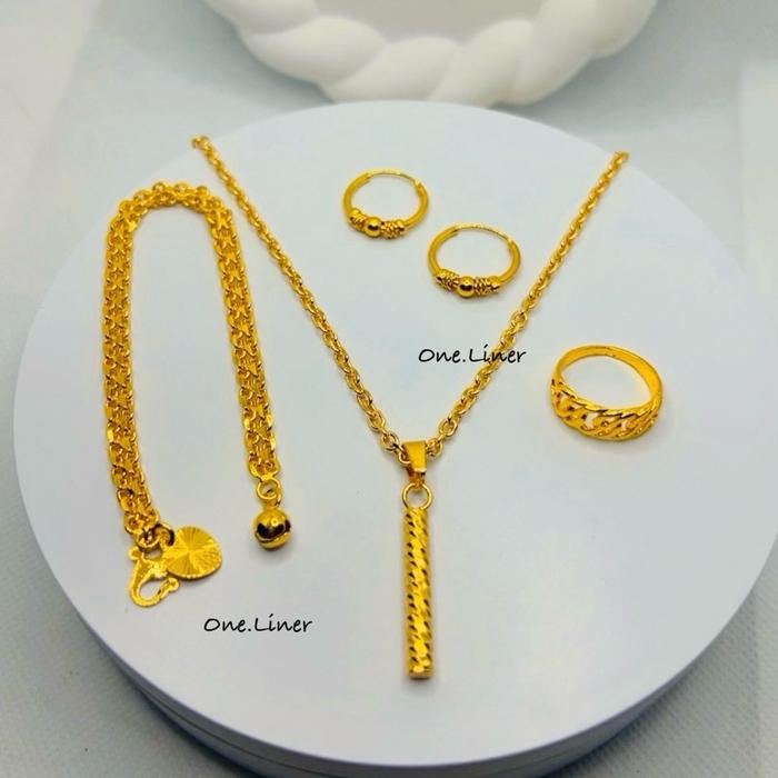 Set  Lengkap xuping kalung bambu mewah anting gipsy pentol Terbaru