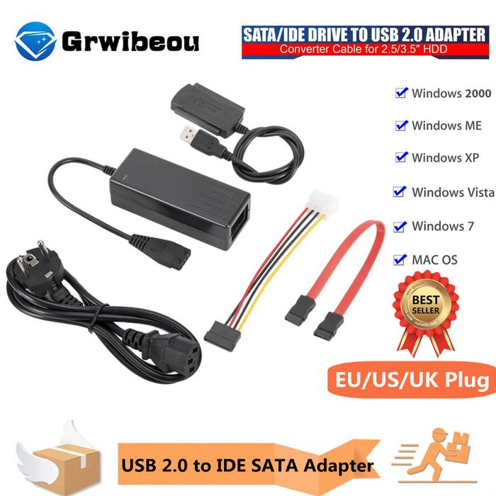 USB 2.0 to IDE SATA S-ATA 2.5 3.5 HD HDD Hard Drive Adapter Converter
