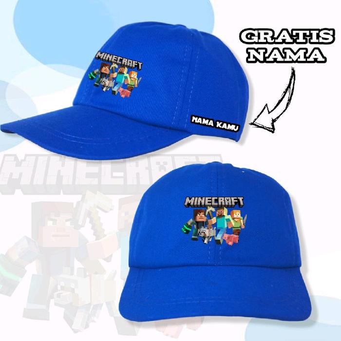 Topi Baseball Anak Motif Minecraft Lego Game / Topi Anak Terbaru Minecraft Gratis Nama