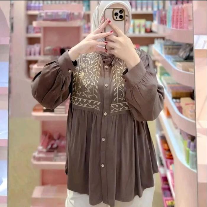 BLOUSE BORDIR RAYON TWILL Atasan Rafelia