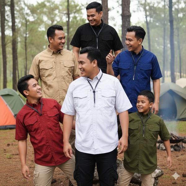 Hem Pria Putih Polos Big Size Jumbo Lengan Pendek Gunung Pdl Lapangan Seragam Dinas Outdoor Kantor A