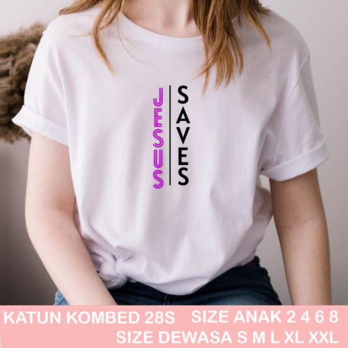 KAOS ROHANI JESUS SAVES PURPLE C / KAOS JESUS SAVES PURPLE / KAOS SALIB / KAOS UNISEX PRIA DAN WANIT