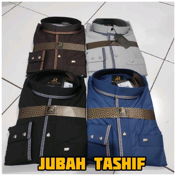 Baju Gamis Muslim Pria Alraz Gamis jubah Alraz bordir Tashif Katun Panjang Manset