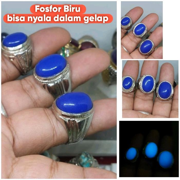 FOSFOR BIRU bisa nyala dalam gelap / cincin batu akik / fospor/ pospor