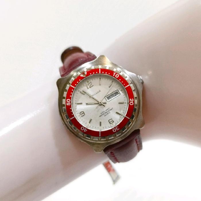 Jam Tangan John Claudia Paris Diver Red Bezel Ladies Quartz Watch Wanita Bekas Second Preloved Asli