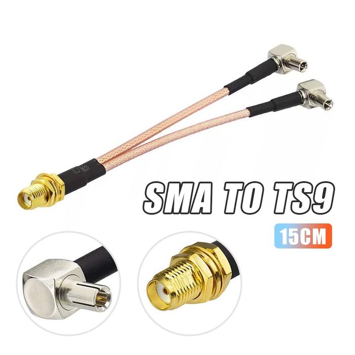 Kabel Pigtail Dual Ts9 to Sma Female Untuk Sambungan Antena Modem Wifi (Mifi) Dan Modem USB Konektor