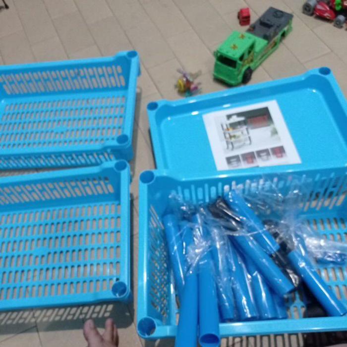 > Lion Star Rak susun 4 dgn roda Lionstar plastik utk salon lemari baju bayi organizer jualan displa