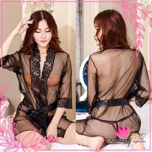kimono lingerie +G string CD Transparan model kimono Lace