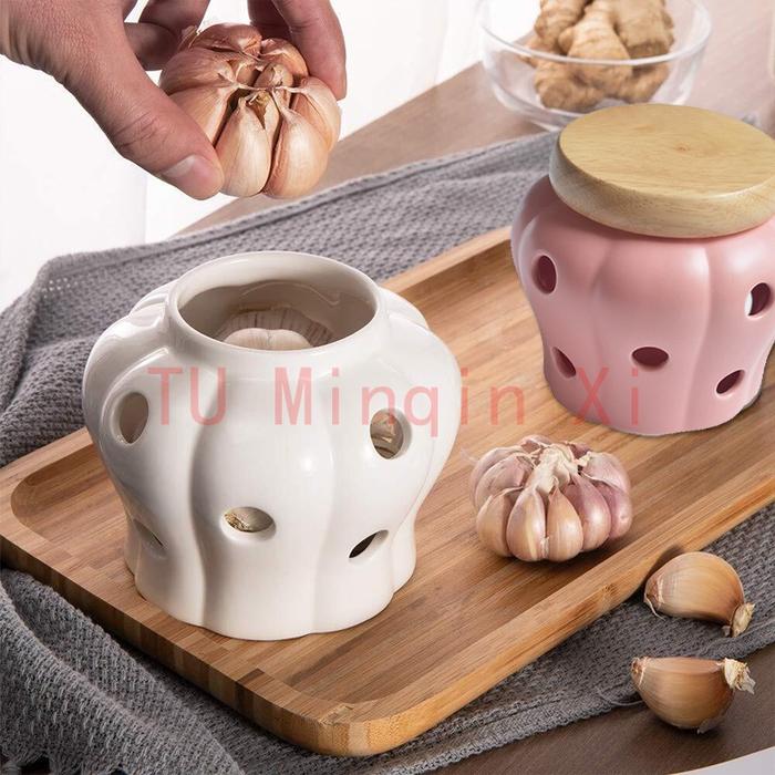 Penjaga Bawang Putih Pink / Jar Keramik Bawang / Tempat Bawang / Wadah Tempat Bawang Aesthetic / Pen