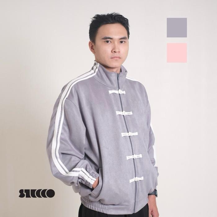 STUCCO XING O Track Jacket Oversize | Premium Suede| Pria / wanita | Dusty Blue