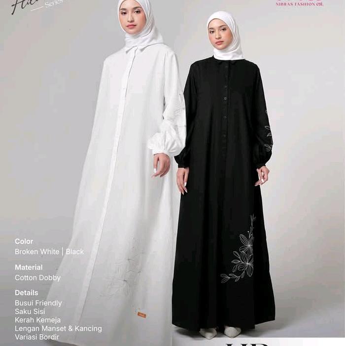 Gamis Nibras//HP 004 Black M//Gamis dewasa Kekinian