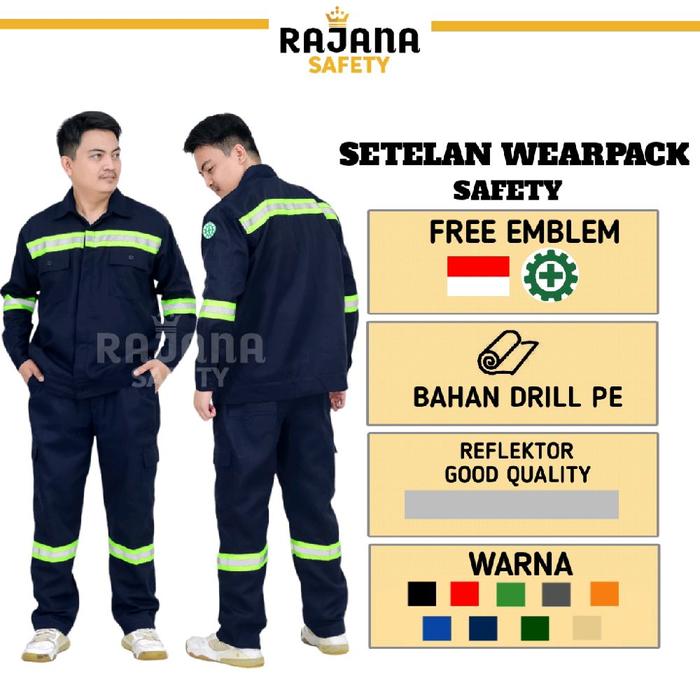 Rajana safety - Setelan wearpack safety atasan dan bawahan untuk kerja lapangan proyek bahan drill P
