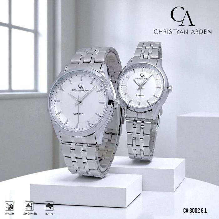 NEW Jam Tangan Couple Anti Air Christyan Arden 3002 G.L Jam Tangan Cowok Jam Tangan Cewek Rantai Hal