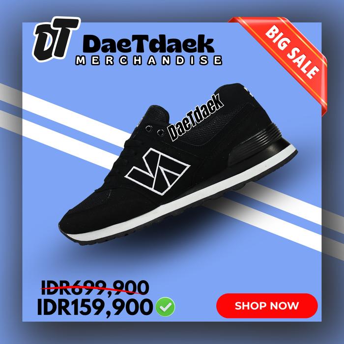 Sepatu Kets Hitam Putih Sneakers NB574 Unisex Black White Pria Wanita BISA COD