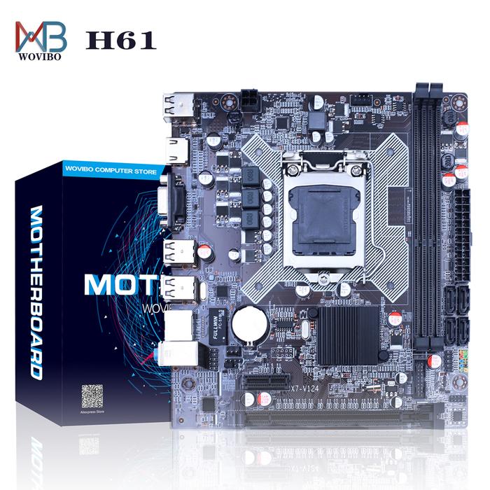 H61 LGA 1155 Papan Utama DDR3 Dual TV Memori 16G untuk Intel LGA1155