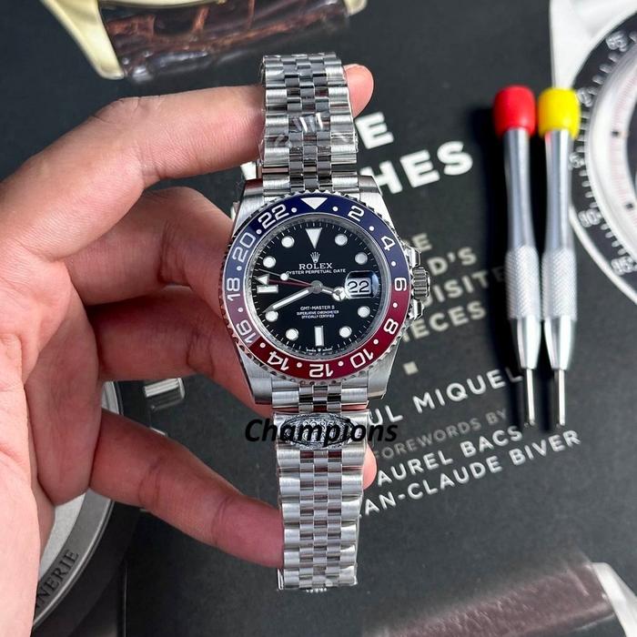 GMT MASTER PEPSI JAM TANGAN AUTOMATIC RLX GMT MASTER PEPSI JUBILLE STRAP 40MM