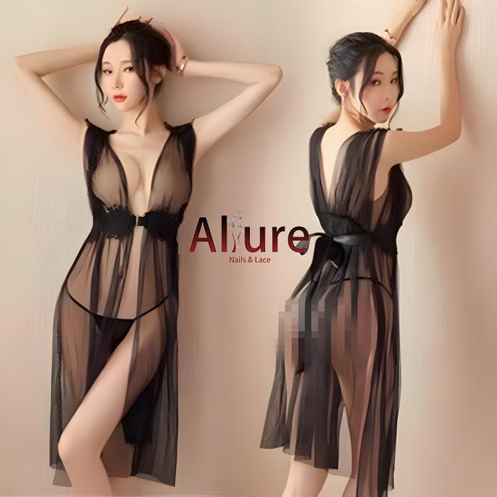 ALLURE [Pengiriman Rahasia] Setelan Piyama Seksi dengan Renda, Dua Potong Tanktop Katun lingering ho